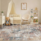 Tortania Washable 12x15 Area Rug for Living Room: Modern Abstract Neutral Large Soft Thin Rugs - Non Slip Indoor Carpet for Bedroom Dining Room Office Nursery Home Floor Decoration - Colorful Multi