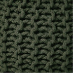 REDEARTH Round Hand Knitted Pouf - Foot Stool Bean Bag Ottoman - Cord Boho Pouffe - Poof Accent Beanbag Footrest for Living Room - Bedroom - Patio - Lounge (19.5"x19.5"x14") - Olive