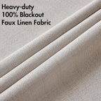 MIULEE 100% Blackout Linen Textured Curtains for Bedroom Solid Thermal Insulated Ivory Grommet Room Darkening Curtains & Drapes Luxury Decor for Living Room Nursery 42 x 84 Inch (2 Panels)