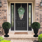 Pure Garden Outdoor Planter 2-Pack - 16x18-Inch Urn Planters - Plastic Plant Pots for Indoor, Outdoor, or Front Porch Decor - Flower Pots (Black)