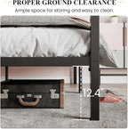 SHA CERLIN Canopy Bed Frame Queen Size/Mattress Foundation with Metal Slats Support/No Box Spring Needed/Easy Assembly/Black