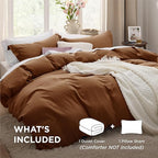 Bedsure Brown Duvet Cover Twin/Twin XL Size - 2 Pieces Prewashed Cotton-Like Extra Soft Bedding Set, Includes 1 Twin Duvet Cover 68x90 Inches with Zipper Closure & 1 Pillow Sham, No Comforter