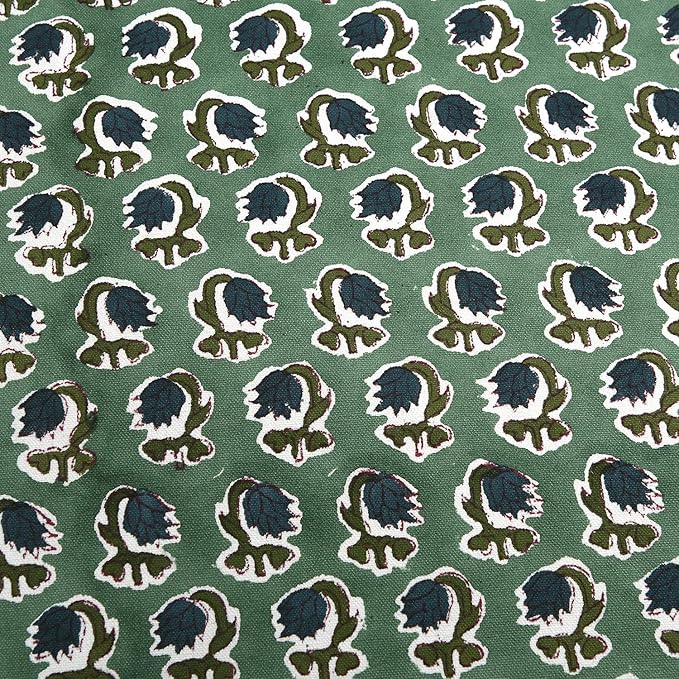 Ridhi Basil Green Block Print Cotton Canvas Throw Pillow Covers for Decorative Couch Pillows for Living Room, Chic Boho Cute Outdoor Valentine Pillows Covers Gifts 24x24 Inches