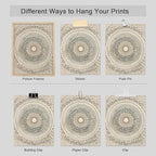 SIGNWIN Adhesive Canvas Poster Beige Abstract Geometric Circle Stroke Minimalist Folk Boho Mid-Century Inspired Digital Print Decorative Zen Bedroom Relax Multicolor - 8"x10"x 4