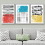 SIGNWIN Canvas Print Wall Art Squares and Abstract Line Art Geometric Line Illustrations Modern Art Mid-Century Modern Warm for Living Room, Bedroom, Office - 24"x36"x3 White