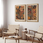 SIGNFORD Framed Canvas Print Wall Art Set Abstract Blossoms Vibrant Floral Illustration Modern Art Decorative Nordic Nature for Living Room, Bedroom, Office - 16"x24"x2 Natural