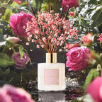 COCORRÍNA Reed Diffuser - Himalayan Salt & Rosewater 6.7 Fl.oz Reed Diffuser Set with Sticks & Preserved Baby's Breath, Reed Diffuser for Home Bathroom Shelf Decor