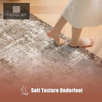 3' x 5 ' Washable Area Rug - Low Pile Soft Vintage Indoor Rug for Living, Dining or Bedroom - Lightweight Carpet with Non-Slip Backing - Foldable for Easy Placement, Brown