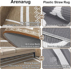 Outdoor Patio Rug, Outside Rectangular Carpet, Moroccan Geometric Rugs, Washable Large Indoor Outdoor Rug 6x9 Mats for RV, Picnic, Backyard, Deck, Balcony, Porch, Beach