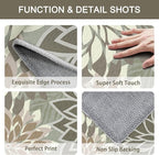 Area Rug 3x5 Brown White Washable Entry Rug Multicolored Tropical Botanical Modern Floral Indoor Kitchen Door Mat Entrance Carpet Non Slip for Bedroom Living Room, Porch