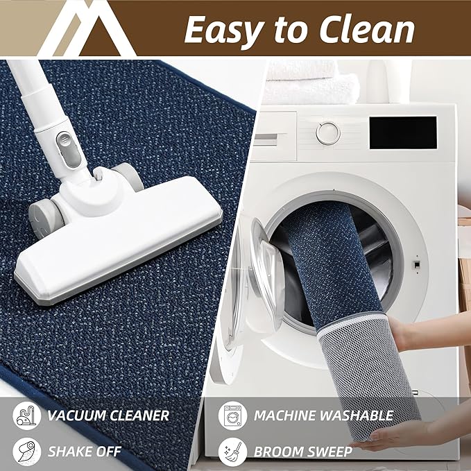 COSY HOMEER-Door-Mat 24"x36" Non Slip Absorbent Entryway Rugs Dirt Trapper Doormats Washable Entrance Mats Low Pile Welcome Floor Mat for Front Back Door and Entry Mats,Navy Blue