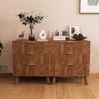 Fluted 3 Drawer Dressers, Modern Closet Dressers Chest of Drawers, Wood Storage Dresser Chest of Drawers Organizer for Bedroom Living Room Hallway Closet, Walnut, 2 Sets