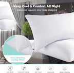 Cooling Pillow for Sleeping, Bed Pillows Queen Size Set of 2, Micro Fiber Filling Pillows 2 Pack, Adjustable to Soft / Firm Pillows for Side Stomach and Back Sleepers with Washable Cover