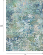 Area Rugs 6x9 Machine Washable Area Rug for Bedroom Living Room Dining Room, Large Modern Abstract Soft Rugs, Indoor Low Pile Carpet with Non Slip Rubber Backing, Abstract Blue Green