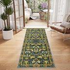 Runner Rug - 2'6"x8' Boho Washable Kitchen Rug, Non-Slip Soft Low Pile Rugs Indoor for Hallway Living Room Bedroom Sunroom, Vintage Stair Carpet Stain Resistance (Dark Green, 2.5x8ft)
