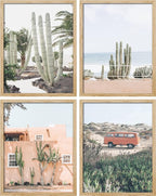 SIGNWIN Adhesive Canvas Poster Southwest Road Trip Mexican Architecture Cactus Desert Nature Wilderness Photography Modern Art Decorative Zen Relax/Calm Multicolor Scenic for Bedroom - 12"x16"x4