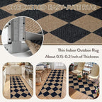 Lahome Checkered Easy Jute Runner Rug, 2x6 Kitchen Mats for Floor Washable Entryway Runner, Checkerboard Black Indoor Outdoor Carpet for Hallway 6ft Entry Laundry