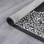 CAMILSON Outdoor Rug, 6x9 Medallion Black White Modern Area Rugs for Indoor and Outdoor Patios, Kitchen and Hallway Mats, Washable Porch Deck Outside Carpet (Medallion Black, 6 x 9)