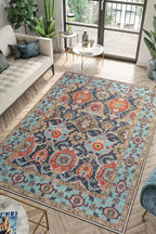 Keen Home Design 6x9 Rug - Machine Washable Area Rug with Non-Slip Backing, Ideal for Living Room, Dining Room, Bedroom - Vintage, Easy Clean, Durable, Low Pile Rug - (6' x 9')