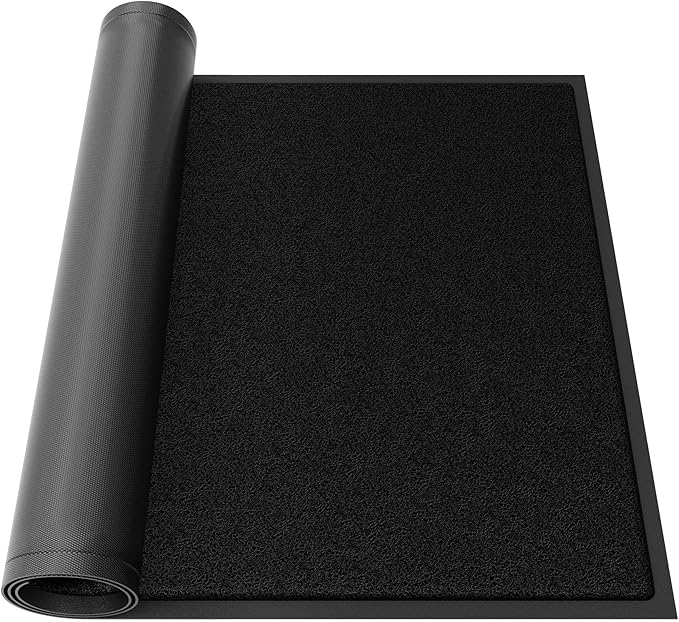 Sturdy Front Door Mat, 36" x 48" Heavy Duty Outdoor Indoor Mats to Trap Dirt and Moisture, Non-Slip Waterproof Doormat Inside Entrance, Washable Welcome Mats for Home Entryway（Black）