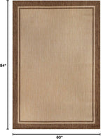 CAMILSON Outdoor Rug 5x7 Bordered Natural Brown Modern Area Rugs for Indoor and Outdoor Patios, Kitchen and Hallway Mats, Washable Porch Deck Outside Carpet (Border Jute, 5 x 7)
