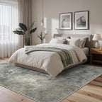 Area Rugs 10x12 for Living Room Bedroom, Modern Abstract Machine Washable Rug, Large Soft Low Pile Floor Carpet with Non Slip Backing for Dining Room, Light Gray Blue