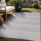 Stripe Outdoor Rug 9x12 Washable Outside Carpet for Indoor Patio Porch Waterproof Easy Cleaning Non Shedding Area Rugs Gray 9 x 12