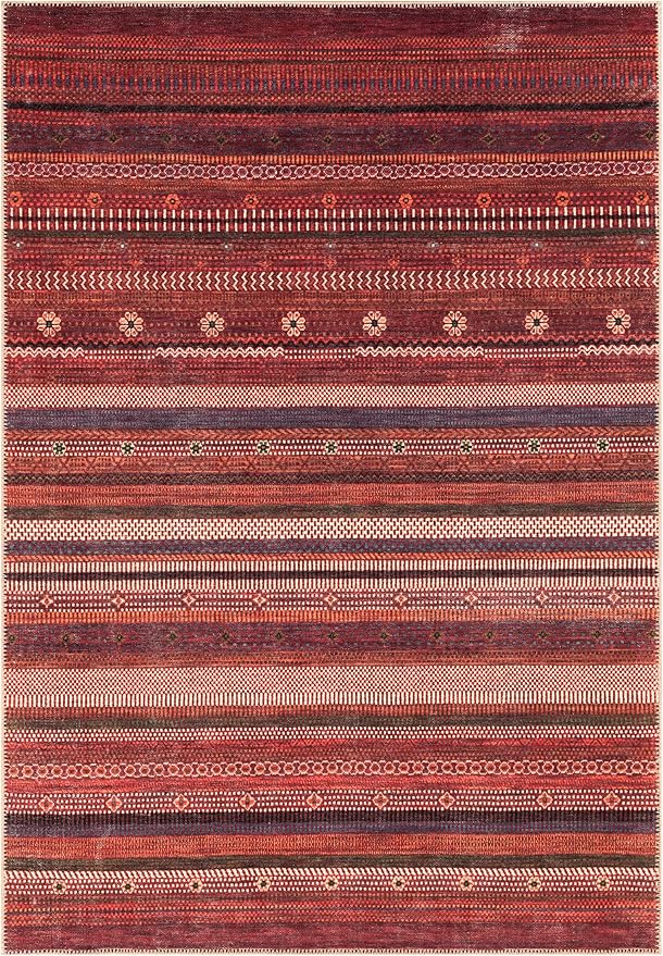 Keen Home Design 6x9 Rug - Machine Washable Area Rug with Non-Slip Backing, Ideal for Living Room, Dining Room, Bedroom - Vintage, Easy Clean, Durable, Low Pile Rug - (6' x 9')