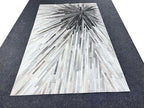 Faux Cowhide Area Rug | Radiating Starburst Pattern Non-Slip Leather Carpet for Western, Farmhouse & Modern Home Décor – Living Room, Bedroom & Office Accent(Grey_4x6)