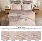 Full Comforter Set -7 Pieces Botanical Almond Pink Comforter Set for All Seasons, Bed in a Bag Full with Flowers Floral Comforter, Sheets, Pillowcases & Shams