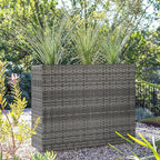 LEWIS&WAYNE Tall Planters for Outdoor Plants Handmade Wicker Large Rectangular Block Planter Box with Removable Liners Modern Planter for Indoor Outdoor Patio Deck - Gray