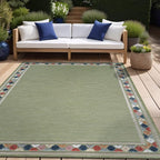 Beverly Rug Outdoor Rug 6x9 Modern Bordered Area Rugs for Indoor and Outdoor Patio Easy to Clean Non Shedding Living Room Porch Garden Washable Outside Carpet (6 x 9 Green)