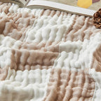 EMME Checkered Throw Blanket Cooling Cotton Blanket for Couch Soft Muslin Blankets 50"x60" Lightweight Breathable Cooling Soft All Season Gauze, Light Tan