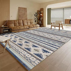RUGSURE Washable Area Rugs 6' x 9' - 1/6 Thick - Moroccan-Inspired -Stain & Water Resistant Non-Slip - Resistant Rug for Living Room, Bedroom, Nursery, Pet & Child Friendly (Blue and Brown)
