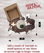 Tricolor Cowhide Rug Classic Brown, Black and White Color Mix, Natural Leather Hide, Area Rug (5x7 ft)