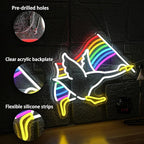 Rainbow Goose Neon Sign for Wall Decoration,Rainbow Led Funny Animal Neon Sign LGBTQ Light up Sign for Gift Pub Gay Bar (16.54 * 12.6In)