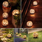Solar Globe Lights Outdoor Waterproof-Solar Balls-Solar Garden Lights-Orbs for Outside 4 Pack Cracked Glass Ball for Lawn Patio Yard Backyard Decorations