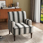 UIXE Stripe Accent Chairs Set of 2, Living Room Arm Chair Modern Nailhead Trim Club Armchair, Comfy Upholstered Sofa Lounge Seat Reading Seat Bedroom Side Seating for Home Office, Black