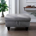 Ottoman Rectangular Storage Ottoman Bench, Flannel Footrest Stool Footstool with Lid for Living Room, Bedroom, Entryway, Gray, 28.5"x19"x17.5"