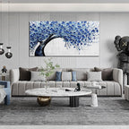Large Wall Art for Living Room Bedroom Home Office Blue Tree of Life Wall Art Floral Picture Framed Wall Decor Modern Canvas Prints 29x59 In