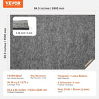 VEVOR - Slip-Resistant Rug Pad - Protective Cushioning Carpet Pad - 5' x 8' - 1/4" Thick - Dual Surface - Polyester Felt + Latex - Gray - 3-4㎡ Area Carpet Padding Rug Cushion Safe for All Floors