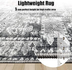 Vintage 2'6'' x 8' Washable Area Rug - Stylish Indoor Rug for Living, Dining or Bedroom - Lightweight Carpet with Non-Slip Backing - Foldable for Easy Placement and Maintenance - Grey