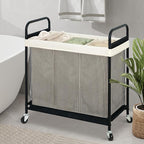 STO STO Laundry Hamper 3 Section, 120L Rolling Laundry Sorter Cart with Removable and Washable Liner Bag, Rolling Clothes Hamper with Metal Handle for Laundry Room and Bedroom