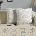 Ridhi Modern Farmhouse Pillow Covers Decorative Cotton Throw Pillow Covers Set of 2 Taupe Cushion Covers with Piping for Couch Sofa Bed Living Room Spring Home Decor 24x24
