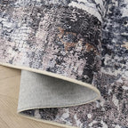 Rugcomf Modern Abstract Washable Rugs 8'x10' - Non-Slip Low Pile Area Rug, Large Boho Carpet for Living Room, Bedroom, Dining Room, Farmhouse, Kids Playroom, Office - Brown