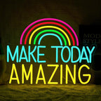 Make Today Amazing Neon Sign Wall Decor Dimmable Rainbow Neon Light USB Powered Motivational Word Led Light Sign for Bedroom Classroom Cafe Bar Birthday Party Wedding