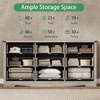 Dresser for Bedroom with 9 Drawers, 59" Wide Wood Chest of Drawers with Deep Drawers & Mental Handle, Modern Dresser TV Stand, Wooden Closet Storage Organizer for Living Room, Hallway, Entryway, Grey