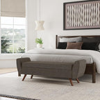 HomePop Modern Storage Bench with Wood Legs Home Décor|Bench with Storage for Living Room & Bedroom - Dark Brown Boucle