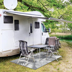 GENIMO Outdoor Rug 3' x 5' Waterproof for Patios Clearance, Reversible Outdoor Plastic Straw Camping Rug Carpet, Large Area Rugs Mats for RV, Camper, Deck, Balcony, Porch, Beach, Picnic, Grey&White