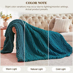 Carriediosa Chunky Knit Throw Blanket 60" X 80" Twin, 100% Hand Made Large Chenille Loop Yarn Soft Fluffy Throws for Couch Sofa Bed, Big Crochet Cozy Heavy Thick Cable Woven Blankets, Teal